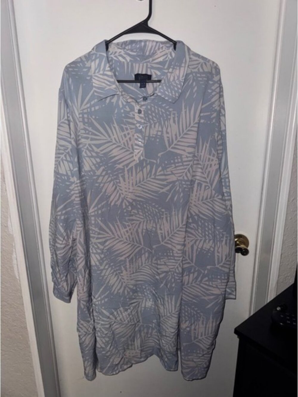 d&co‎ Beach Palm Leaf Print Button Neck Tunic Shirt Women's Plus 5x
